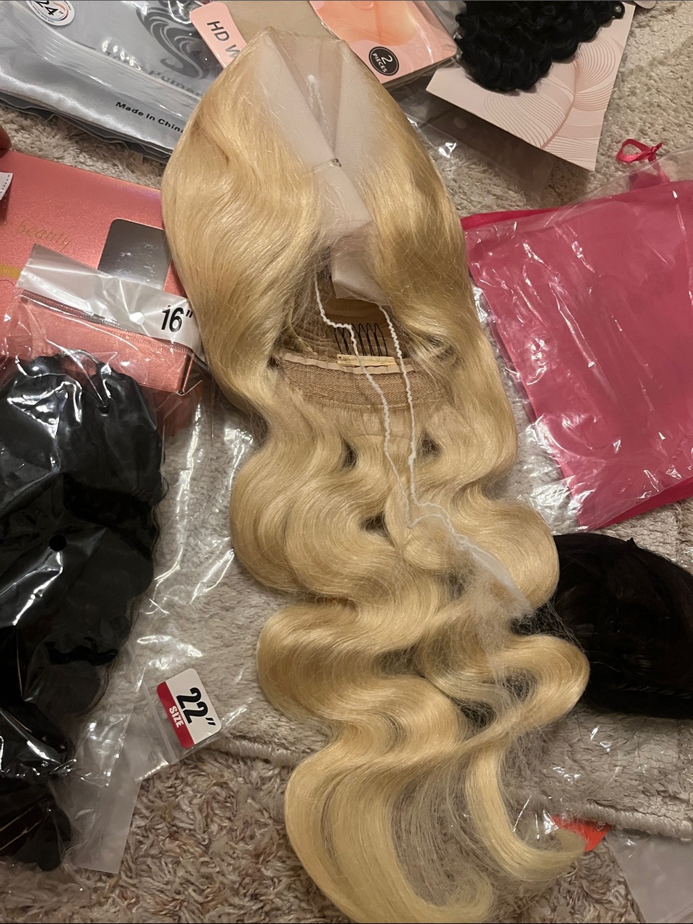 NWT Huge Assorted Real Human Hair Wigs & Extensions few synthetic pieces Bundle - Picture 3 of 15